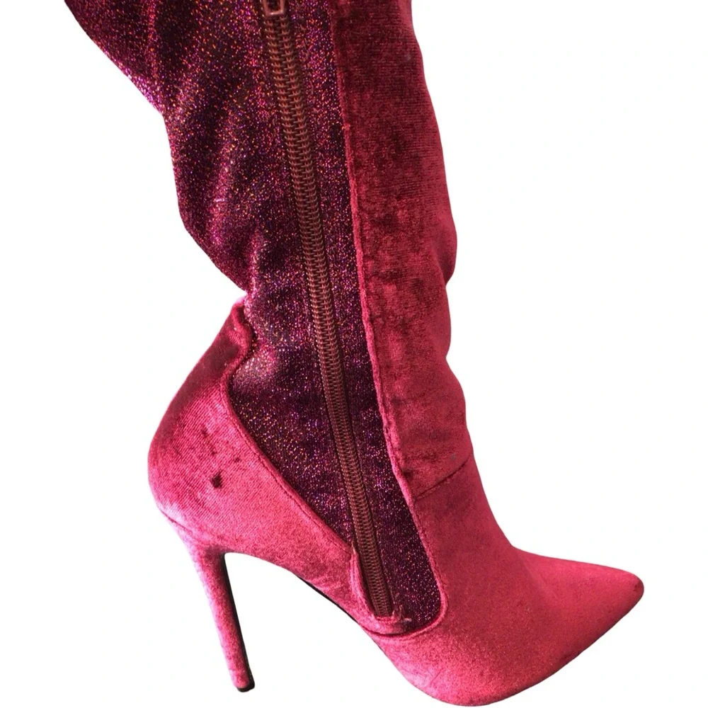 Shoe Republic LA Shimmering Fuchsia Over-the-Knee Boots